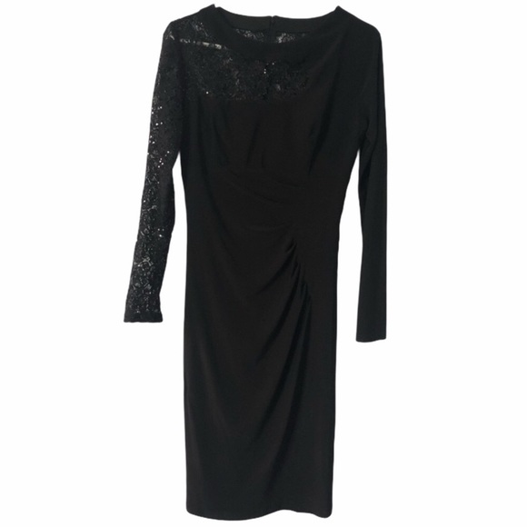 Jessica Long Sleeve Lace Black Dress, size 6 - Picture 1 of 13